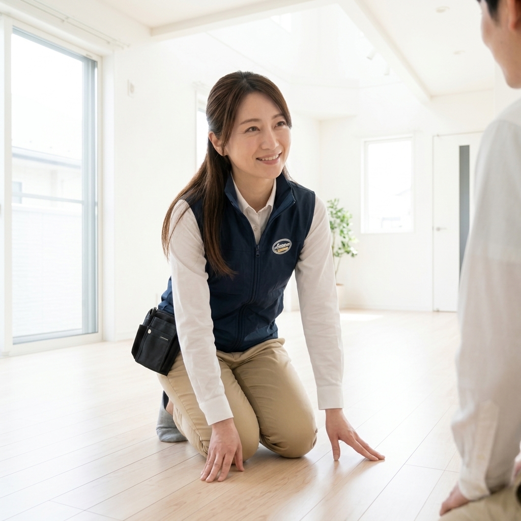 お客様と温かくコミュニケーションをとる点検スタッフ